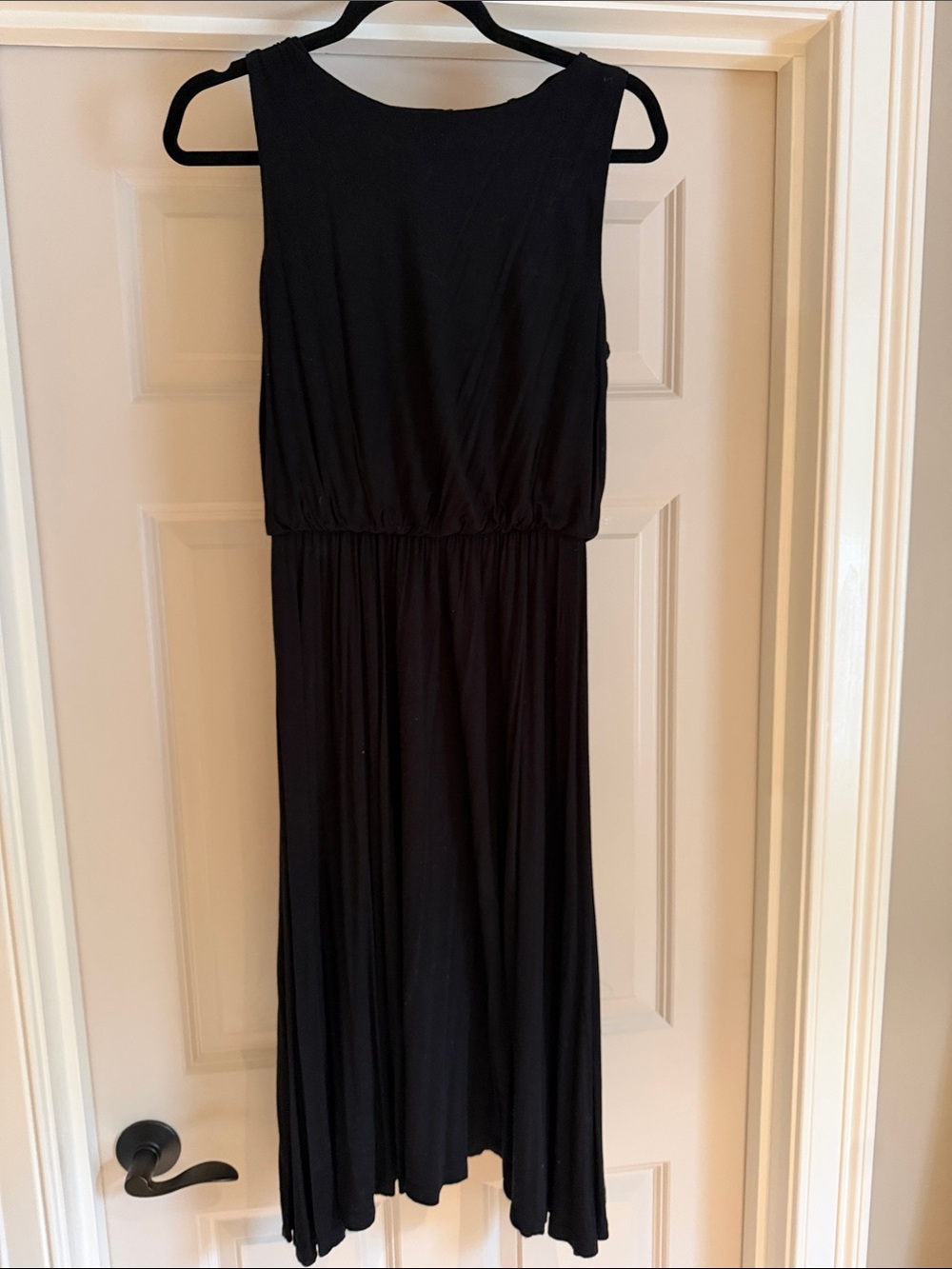 LOFT Black Sleeveless Maxi Dress with Gathered Waist